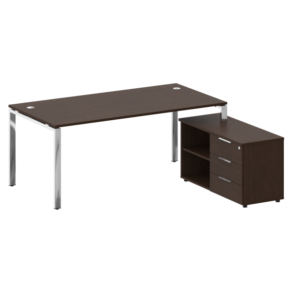 Стол для руководителя с тумбой правый БГ.СРТ-5.9 (R) 1900x1720x750 (Венге Цаво/Нерж. Сталь)