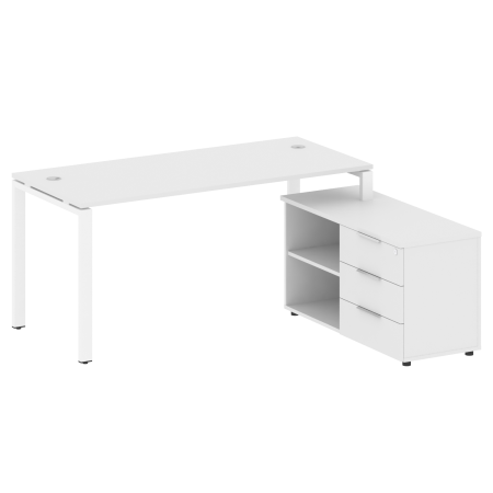 Рабочая станция с опорной тумбой правая Metal System Style БП.РС-СТС-2.4 Пр 1700x1520x750 (Белый/Белый металл)