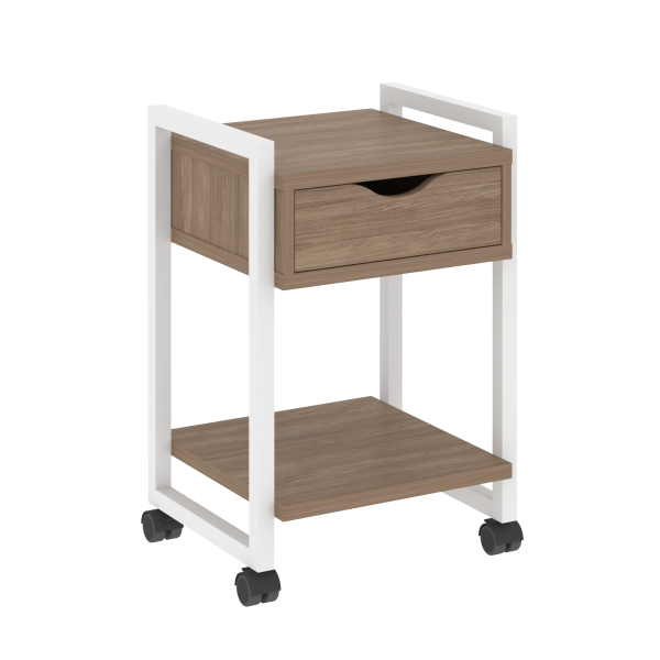 Тумба на колесных опорах с ящиком и полкой VR.L-T1.K 500x460x767 (Дуб Аризона/Белый металл)
