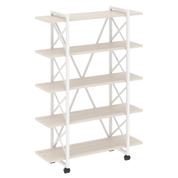 Стеллаж на колесных опорах-5 полок VR.L-MST.K-5.8V 1200x400x1704 (Денвер Светлый/Белый металл)