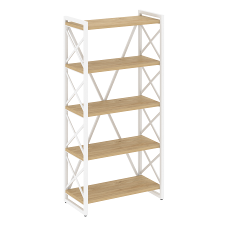 Стеллаж на регулируемых опорах-5 полок VR.L-MST.O-5.8 800x400x1650 (Тиквуд Светлый/Белый металл)