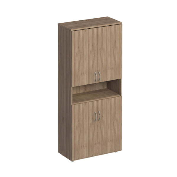 Шкаф для документов закрытый 4-дверный с нишей Комфорт МП2 К 374 800x380x2000 (Дуб шамони темный)