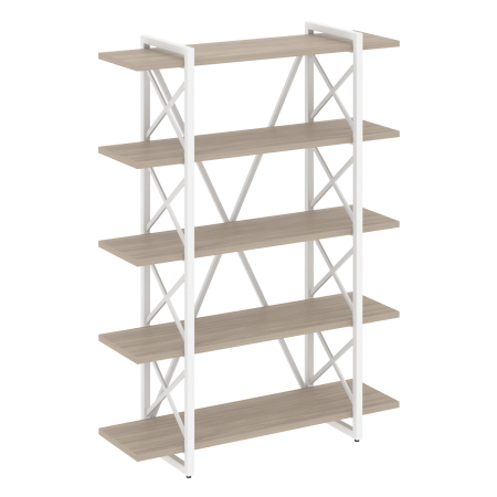 Стеллаж на регулируемых опорах-5 полок VR.L-MST.O-5.8V 1200x400x1650 (Дуб Аттик/Белый металл)