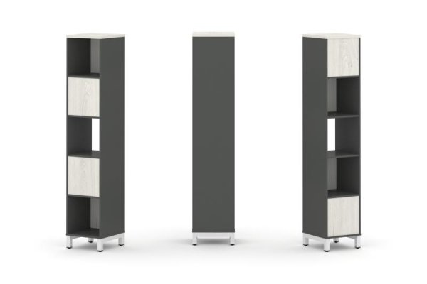 Набор стеллажа 2-х сторонний, 5 ярусов SN.NSD-511 (387х400х1982) (Антрацит/Дуб Наварра/Металл Белый)