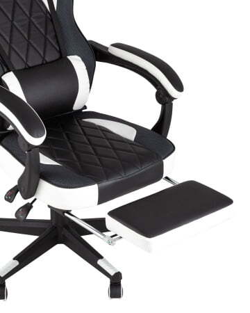 Кресло игровое TopChairs Virage черно-белое (Геймерское кресло Virage черно-белый)