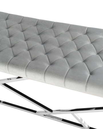 Банкетка-скамейка АРТ ДЕКО велюр серый сталь серебро (Банкетка Арт Деко серый)