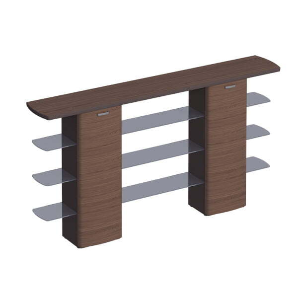 Шкаф - консоль топ и раздвижные дверки в дереве, 3 стекл. полки ISixty LC3/290 2900x480x1530 (Кожа коричневая)