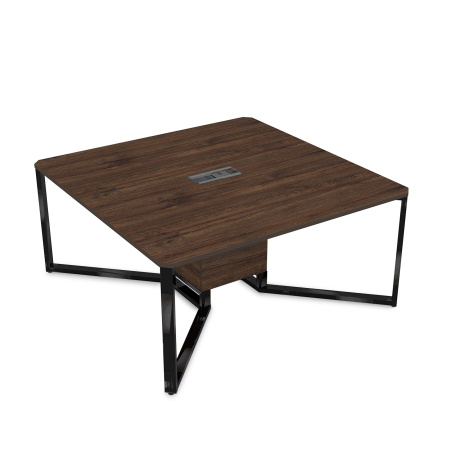 16СК.122 Стол-квадрат  (1200x1200x750) (Брауни | Черный Глянец)