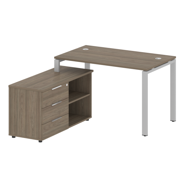 Рабочая станция с опорной тумбой левая Metal System Style БП.РС-СТС-2.2 Л 1300x1520x750 (Вяз/Серый металл)