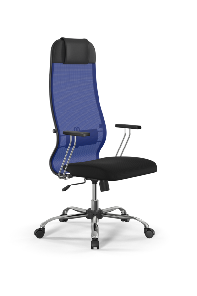 Кресло для руководителя Метта Sit 10 B1-111T - X2+UMF(X1) /Ub00/Wh00/T1bp-c(M09.B21.G20.W01) (Синий | Черный)