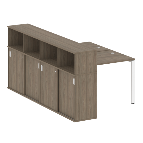 Рабочая станция с опорным шкафом-купе Metal System Style БП.РС-СШК-4.1 1410x2332x1098 (Вяз/Белый металл)