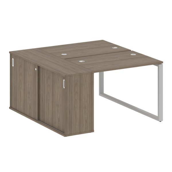 Рабочая станция с шкафом-купе на О-образном м/к Metal System Style БО.РС-СШК-1.1 Т 1410x1475x750 (Вяз/Серый металл)