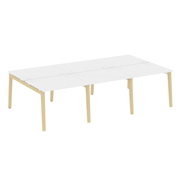 Рабочая станция на деревянных опорах Onix Wood OW.D.RS-6.1.8 2940x1635x750 (Белый Бриллиант/Дуб Светлый)