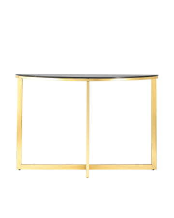 Консоль полукруглая АЛЬБА 115*30 золото стекло черное (Консоль Альба золотой)