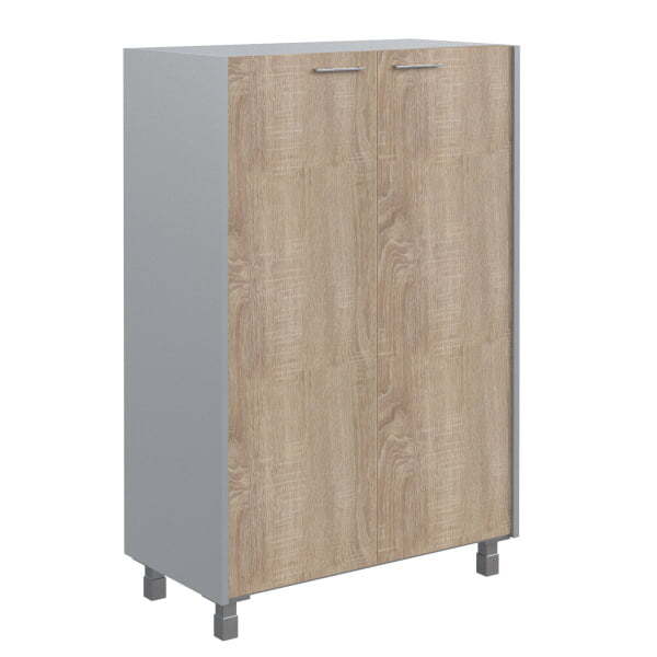 Шкаф со стеклянными дверьми Offix-new OMC 87.2 874x450x1329 (Дуб Сонома светлый/металлик)