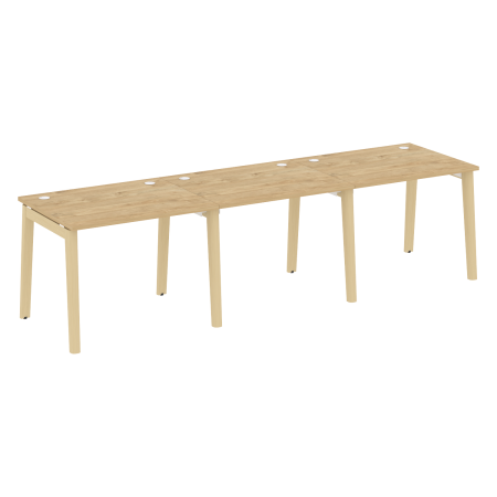 Рабочая станция на деревянных опорах Onix Wood OW.RS-3.1.8 2940x800x750 (Тиквуд Светлый/Дуб Светлый)