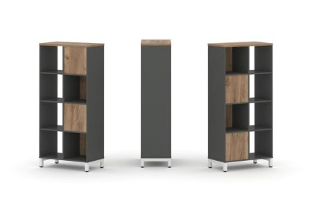 Набор стеллажа 2-х сторонний, 4 яруса SN.NSD-421 (754х400х1615) (Антрацит/Дуб Табак/Металл Белый)