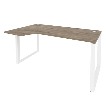 Стол эргономичный левый на О-образном м/к Onix O.MO-SA-1L 1580x980x750 (Тиквуд Темный/Белый Металл)