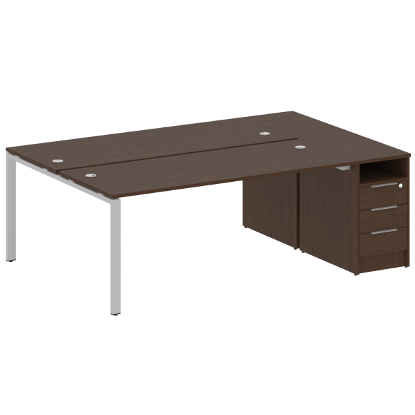 Рабочая станция с опорной тумбой Metal System Style БП.РС-СТП-2.5 2212x1475x750 (Венге Цаво/Серый металл)