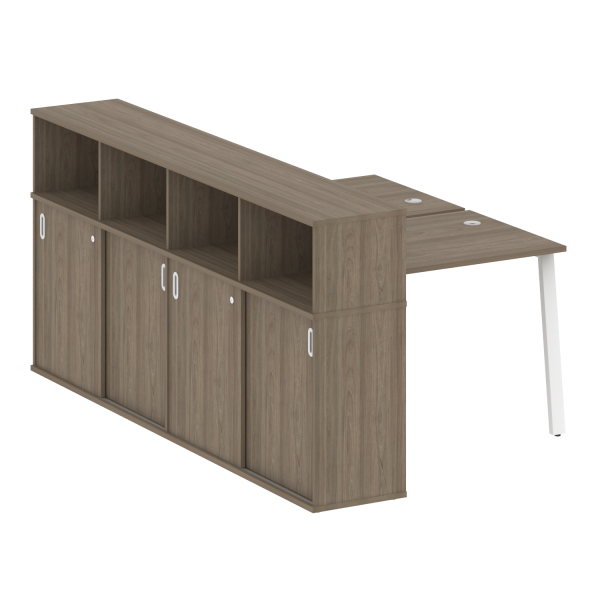 Рабочая станция с шкафом-купе на А-образном м/к Metal System Style БА.РС-СШК-4.1 Т 1410x2332x1098 (Вяз/Белый металл)
