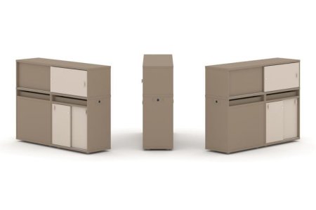 Тумба двойная + низкая надставка ES.NB.2N-21 (1500х410х1135) (Латте/Капучино)