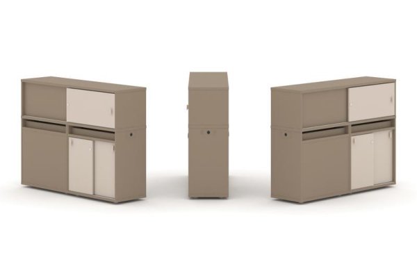 Тумба двойная + низкая надставка ES.NB.2N-21 (1500х410х1135) (Латте/Капучино)