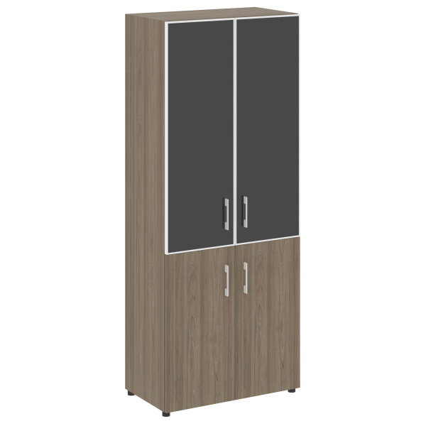 Шкаф для документов со стеклом черным LT.ST-1.2 R Black (Вяз Благородный)