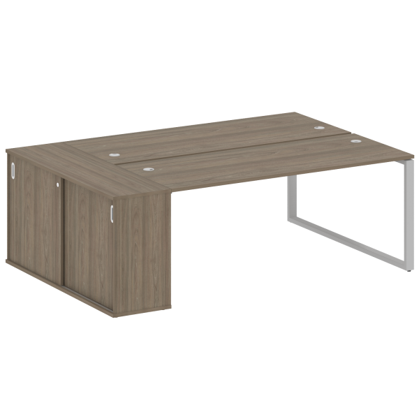 Рабочая станция с шкафом-купе на О-образном м/к Metal System Style БО.РС-СШК-1.5 Т 2210x1475x750 (Вяз/Серый металл)