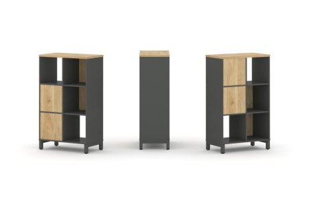 Набор стеллажа 2-х сторонний, 3 яруса SN.NSD-321 (754х400х1248) (Антрацит/Тиквуд Светлый/Металл Антрацит)