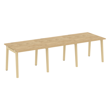 Стол переговорный на деревянных опорах Onix Wood OW.PRG-3.1 2940x980x750 (Тиквуд Светлый/Дуб Светлый)