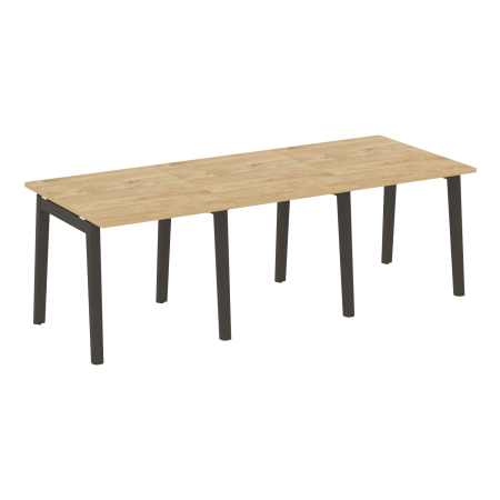 Стол переговорный на деревянных опорах Onix Wood OW.PRG-3.0 2340x980x750 (Тиквуд Светлый/Дуб Темный)