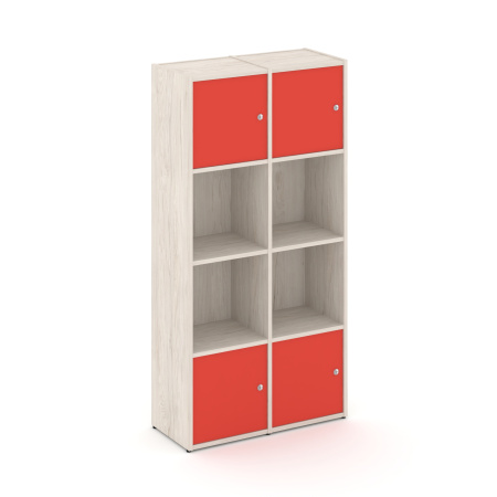 Стеллаж Locker Plus LK.K-005 798x350x1593 (Денвер Светлый | Красный)