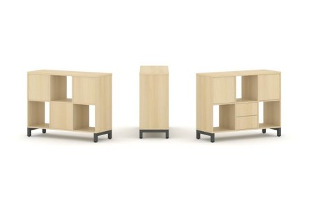 Набор стеллажа 1 сторонний, 2 яруса SN.NS-231 (1121х400х881) (Акация Лорка/Металл Антрацит)