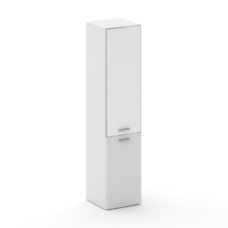 Шкаф узкий высокий левый Fresco FRU.SU-101 (L) black (450x460x2000) (Белый Бриллиант UM-Лакобель Белый-Лакобель Белый | Хром)