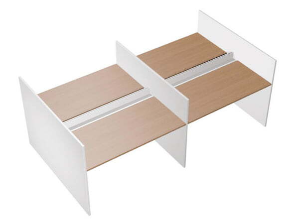 Рабочая станция на опорах ДСП (4х140) с ProSystem Profiquadro КВ 1408-2 БВ 2875x1570x835 (Белый премиум / Вишня скандинавская)