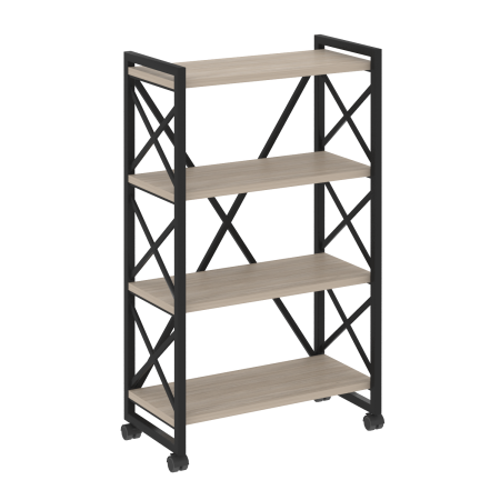 Стеллаж на колесных опорах-4 полки VR.L-MST.K-4.8 800x400x1334 (Дуб Аттик/Черный металл)