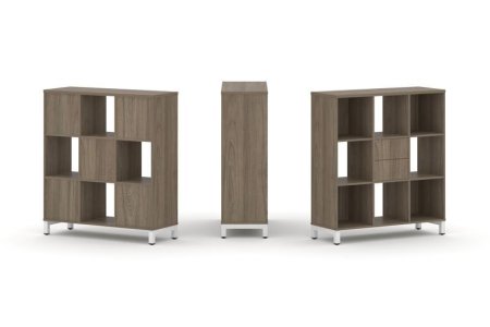 Набор стеллажа 1 сторонний, 3 яруса SN.NS-331 (1121х400х1248) (Вяз Благородный/Металл Белый)