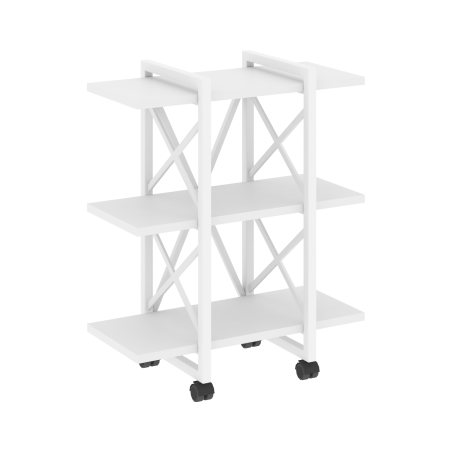 Стеллаж на колесных опорах-3 полки VR.L-MST.K-3.4V 800x400x968 (Белый Бриллиант/Белый металл)