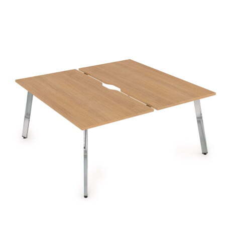 10БДВ.289 Стол системы Бенч с вырезом, сдвоенный, на 2 рабочих места (1400x1635x750) (Romano/Глянец металл)