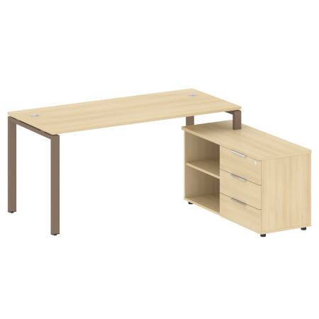 Рабочая станция с опорной тумбой правая Metal System Style БП.РС-СТС-2.4 Пр 1700x1520x750 (Акация/Мокко металл)