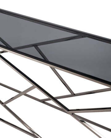 Консоль АРТ ДЕКО 115*30 стекло smoke сталь тёмный хром (Консоль Арт Деко черный)