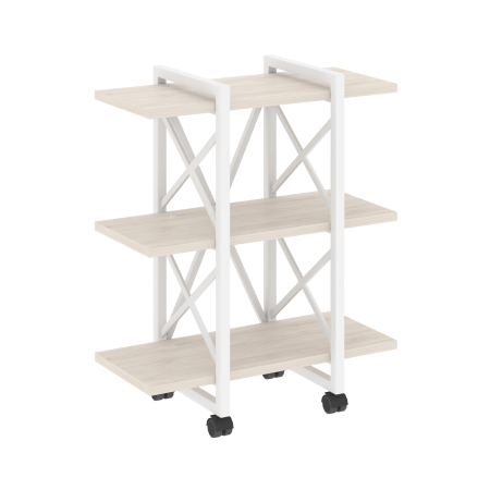 Стеллаж на колесных опорах-3 полки VR.L-MST.K-3.4V 800x400x968 (Денвер Светлый/Белый металл)