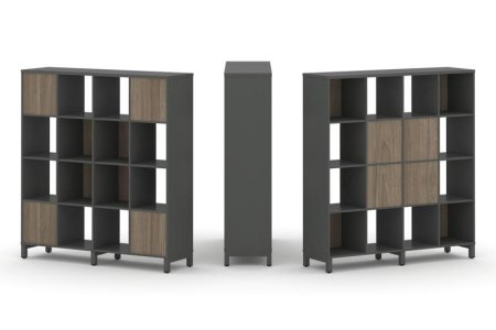 Набор стеллажа 2-х сторонний, 4 яруса SN.NSD-441 (1488х400х1615) (Антрацит/Вяз Благородный/Металл Антрацит)