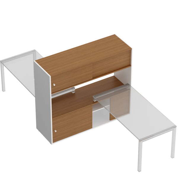 Тумба опорная 180 с надстройкой-купе Profiquadro КВ 2010 БВ 1800x604x1567 (Белый премиум / Вишня скандинавская)