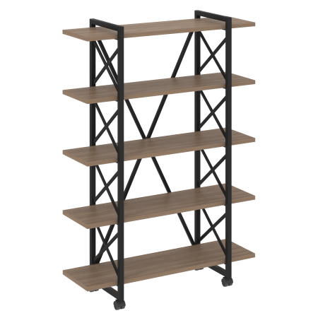 Стеллаж на колесных опорах-5 полок VR.L-MST.K-5.8V 1200x400x1704 (Дуб Аризона/Черный металл)