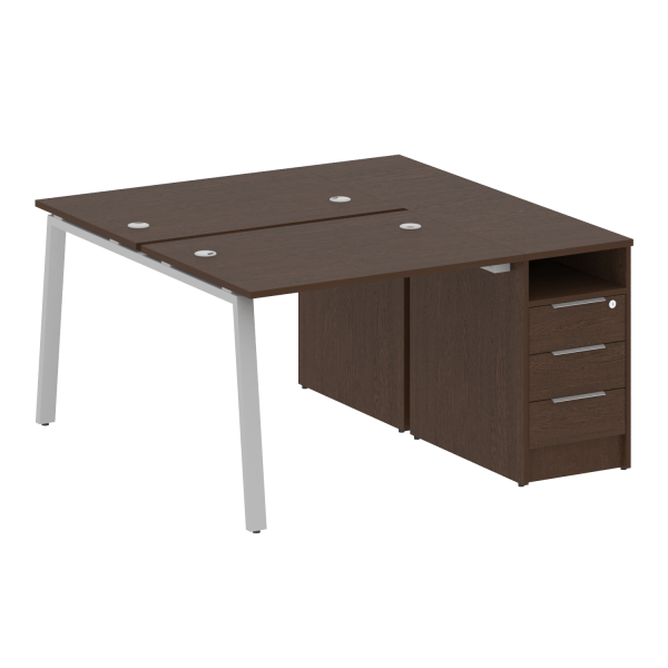 Рабочая станция с тумбой на А-образном м/к Metal System Style БА.РС-СТП-2.1 1412x1475x750 (Венге Цаво/Серый металл)