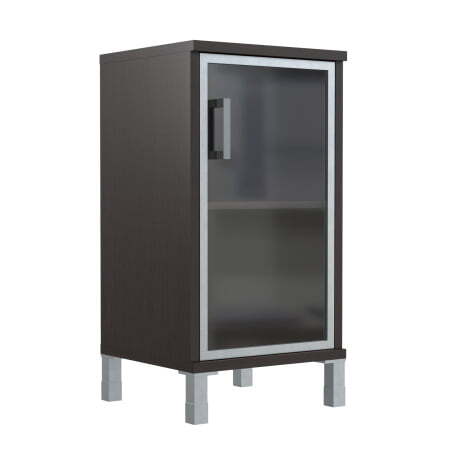 Шкаф 2 уровня, узкий , стекло в AL раме, левая Born B-411.4 L 475x450x920 (Венге Магия)