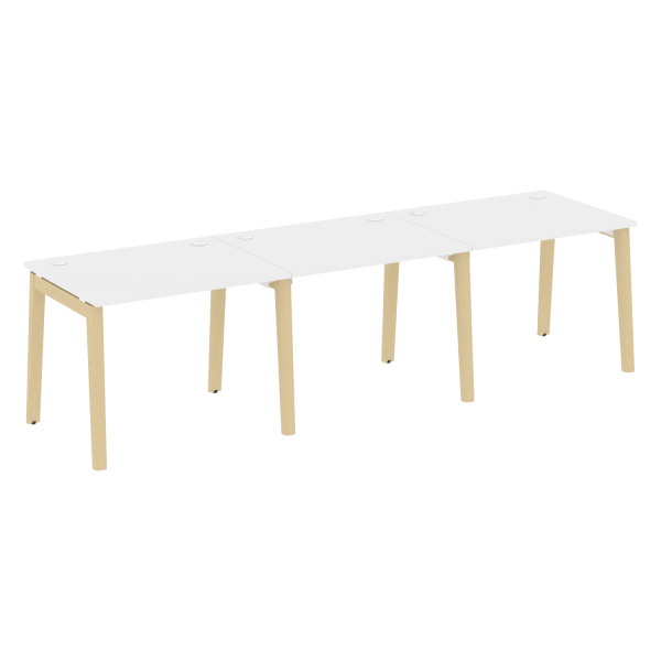 Рабочая станция на деревянных опорах Onix Wood OW.RS-3.1.8 2940x800x750 (Белый Бриллиант/Дуб Светлый)