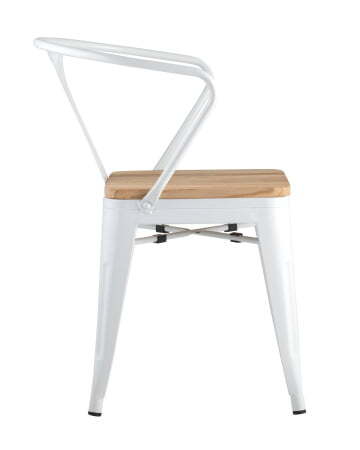 Стул TOLIX ARM WOOD с подлокотниками белый (Стул Tolix Arm Wood белый глянцевый)