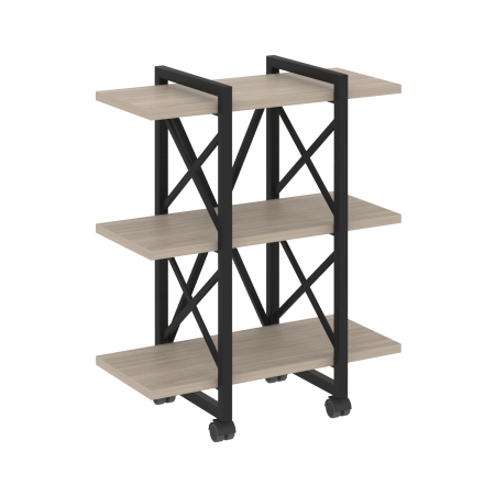 Стеллаж на колесных опорах-3 полки VR.L-MST.K-3.4V 800x400x968 (Дуб Аттик/Черный металл)
